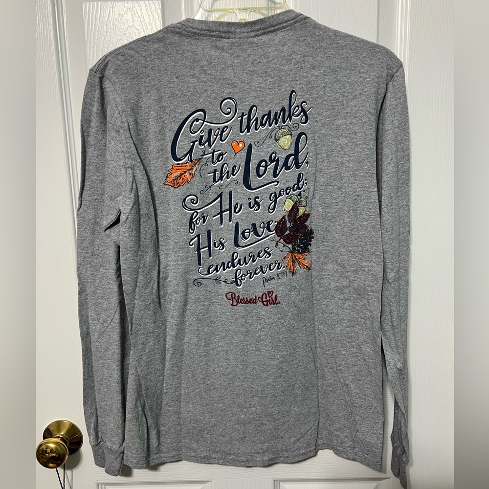 Blessed Girl Long Sleeve Give Thanks to the Lord Shirt